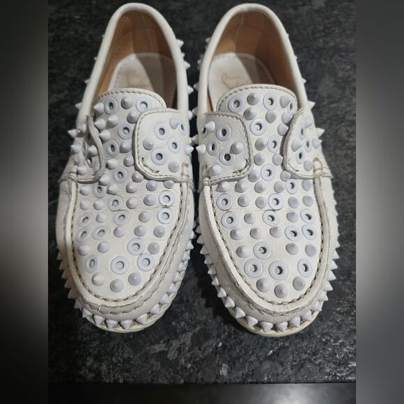 Christian Louboutin Yacht Spike Leather Loafers Size 36/6 White - Picture 2 of 10
